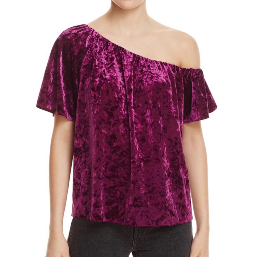 Cooper & Ella Purple Velvet Off The Shoulder Top